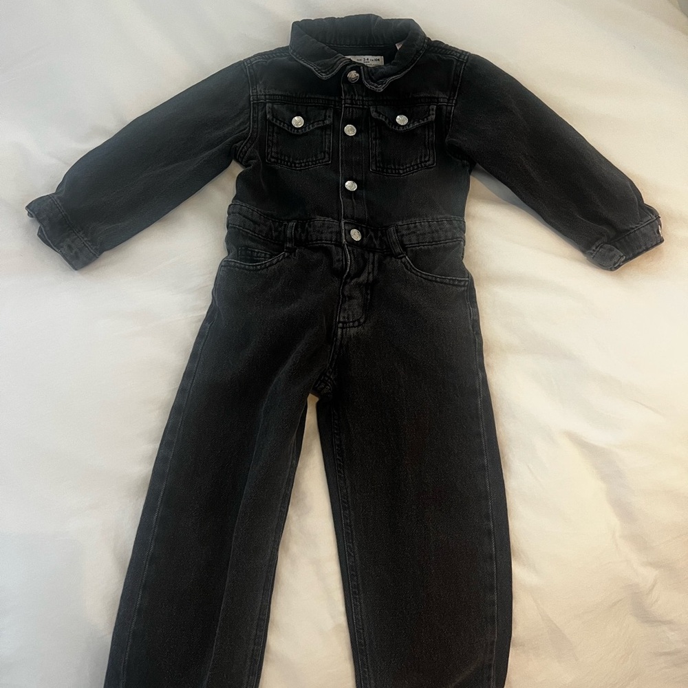 Zara Black Jumpsuit Long-Sleeved Sturdy Fabric